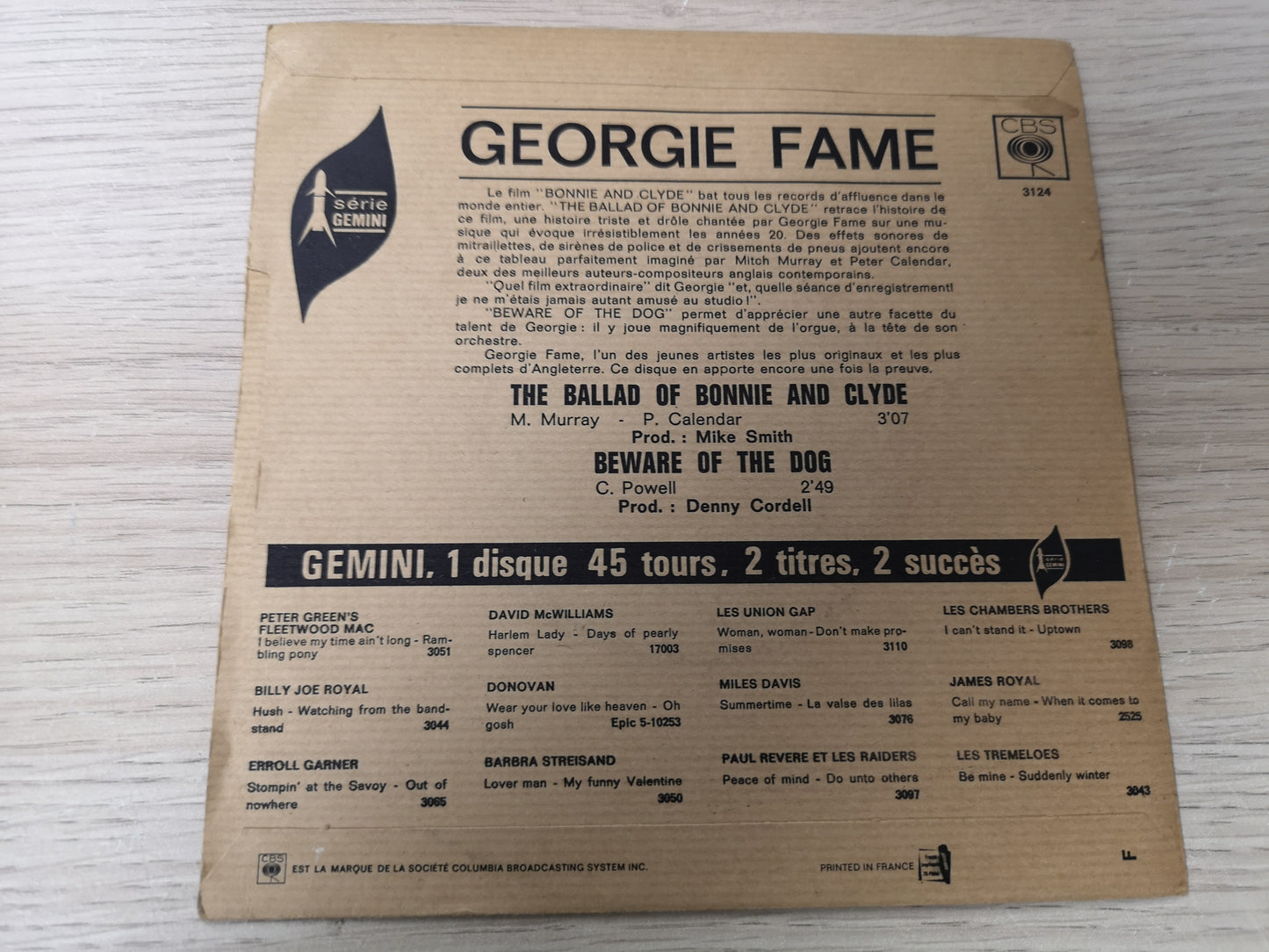 Georgie Fame "Ballad of Bonnie & Clyde" Orig France 1968 M-/M- (7" Single)