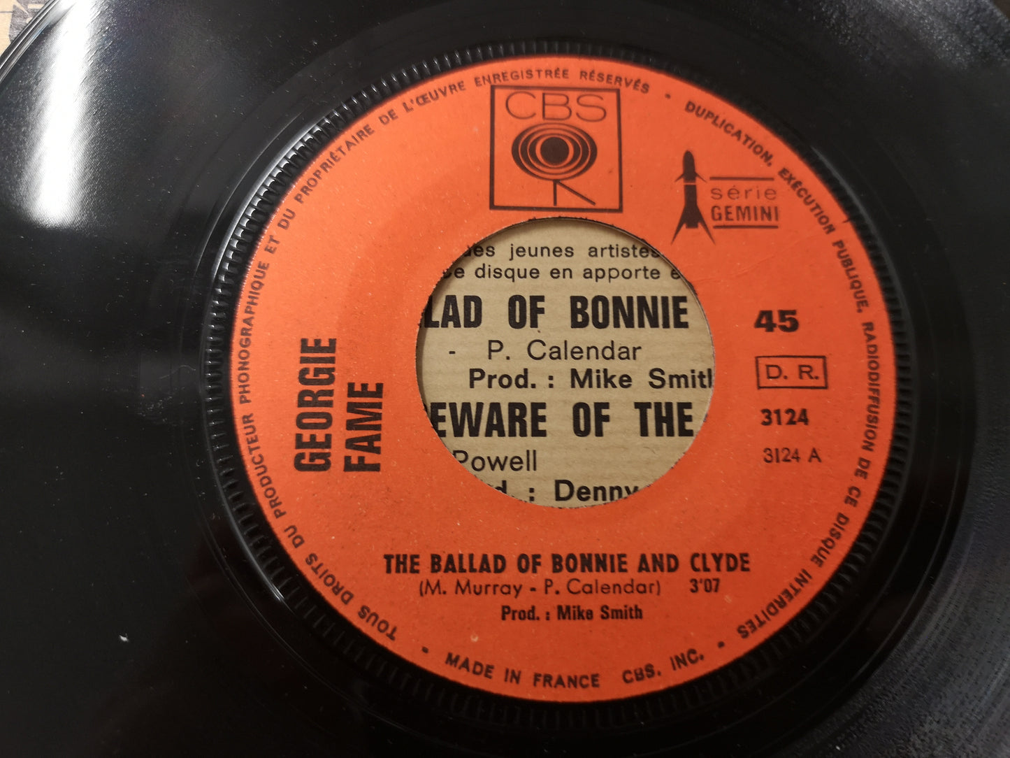 Georgie Fame "Ballad of Bonnie & Clyde" Orig France 1968 M-/M- (7" Single)