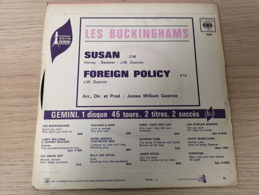 Buckinghams "Susan" Orig France 1967 VG+/EX (7" Single)