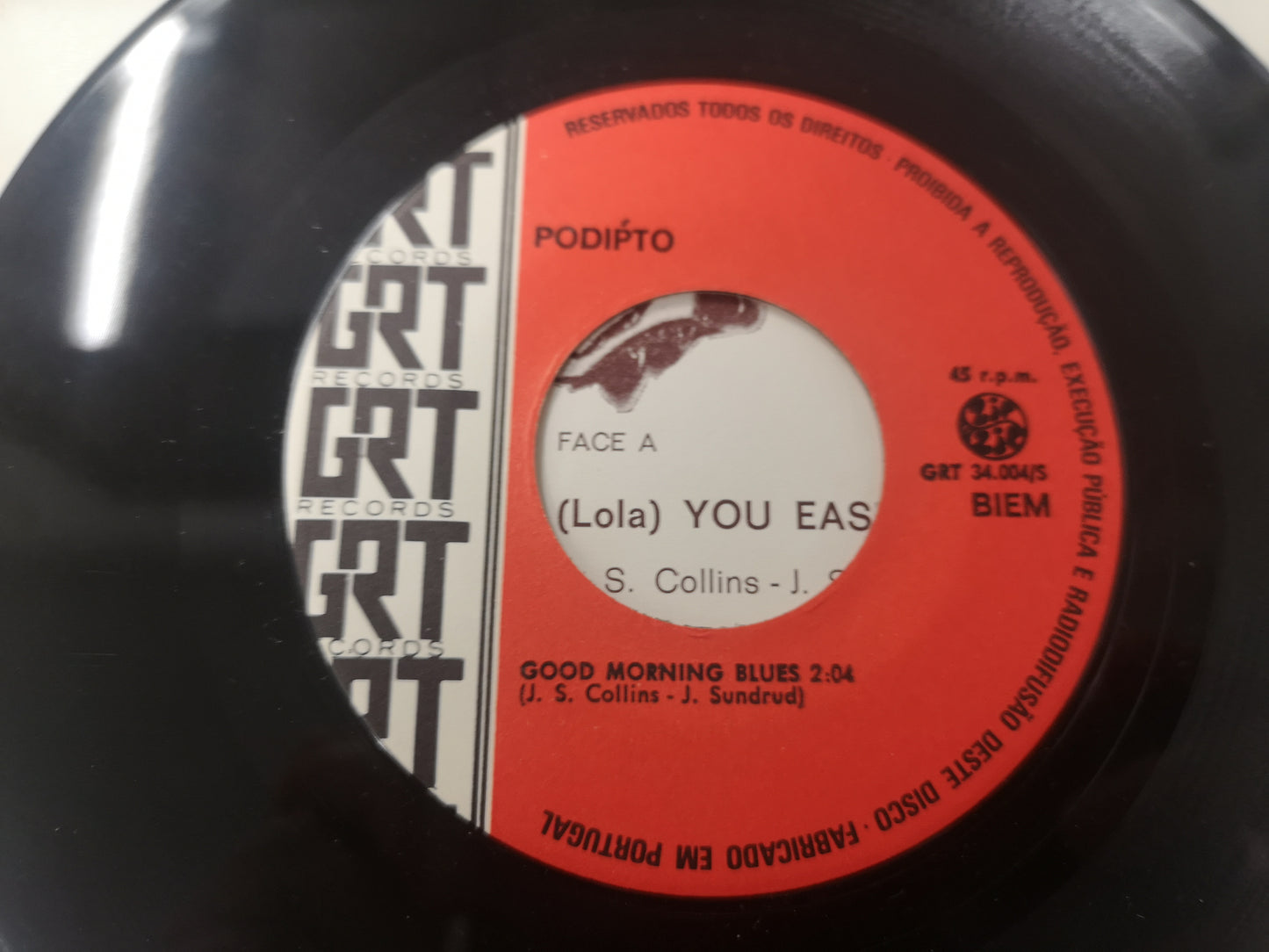 Podipto "(Lola) You Ease My Achin' Heart" Orig Portugal 1970 VG++/VG++ (7" Single)