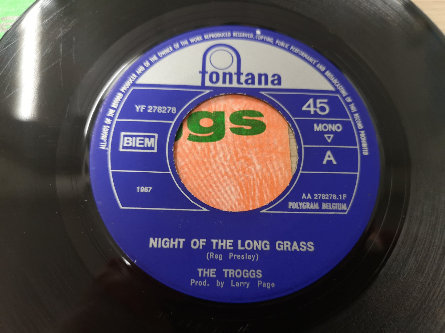 Troggs "Night of The Long Grass" Orig Belgium 1967 EX/VG (7" Single)