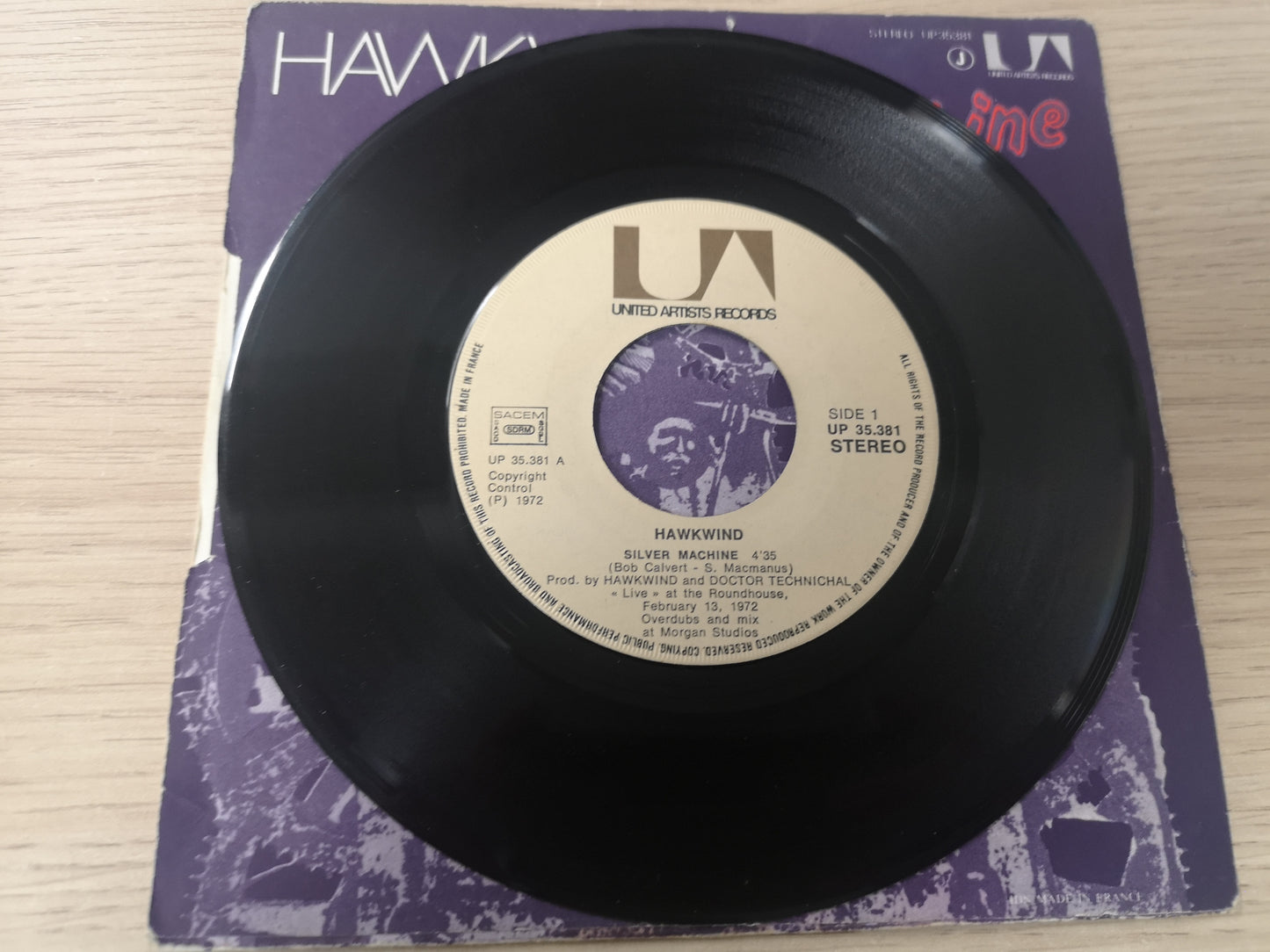 Hawkwind "Silver Machine" Orig France 1972 VG++/VG (7" Single)