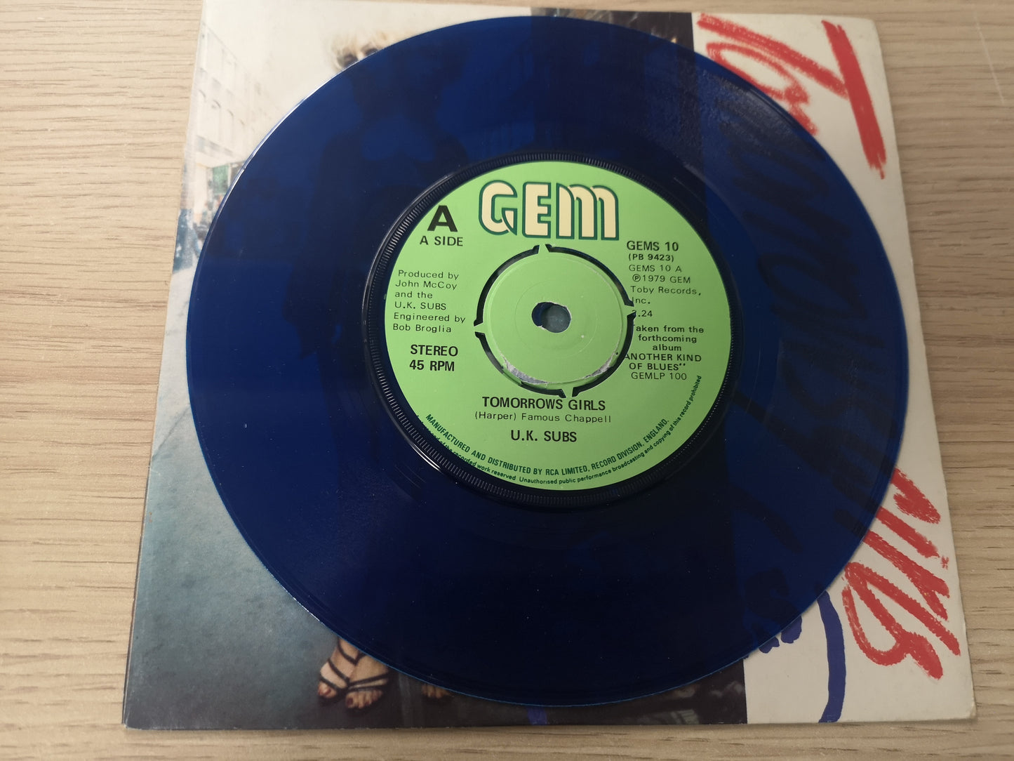 UK Subs "Tomorrow's Girls" Orig UK 1979 VG++/EX (7" Single - Blue Vinyl)