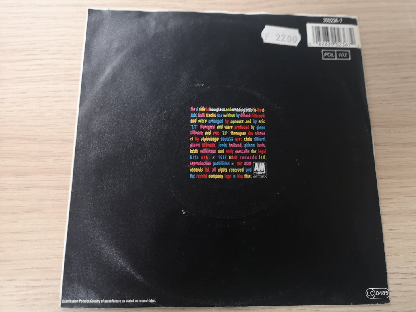 Squeeze "Hourglass" Orig Germany 1987 VG++/EX (7" Single)