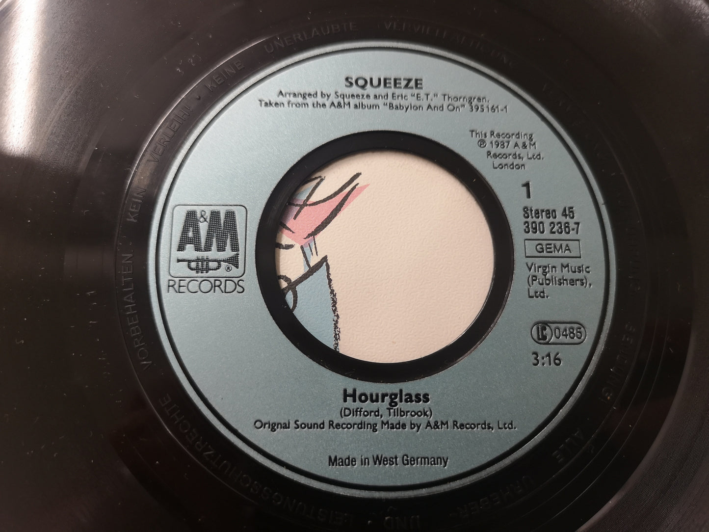 Squeeze "Hourglass" Orig Germany 1987 VG++/EX (7" Single)