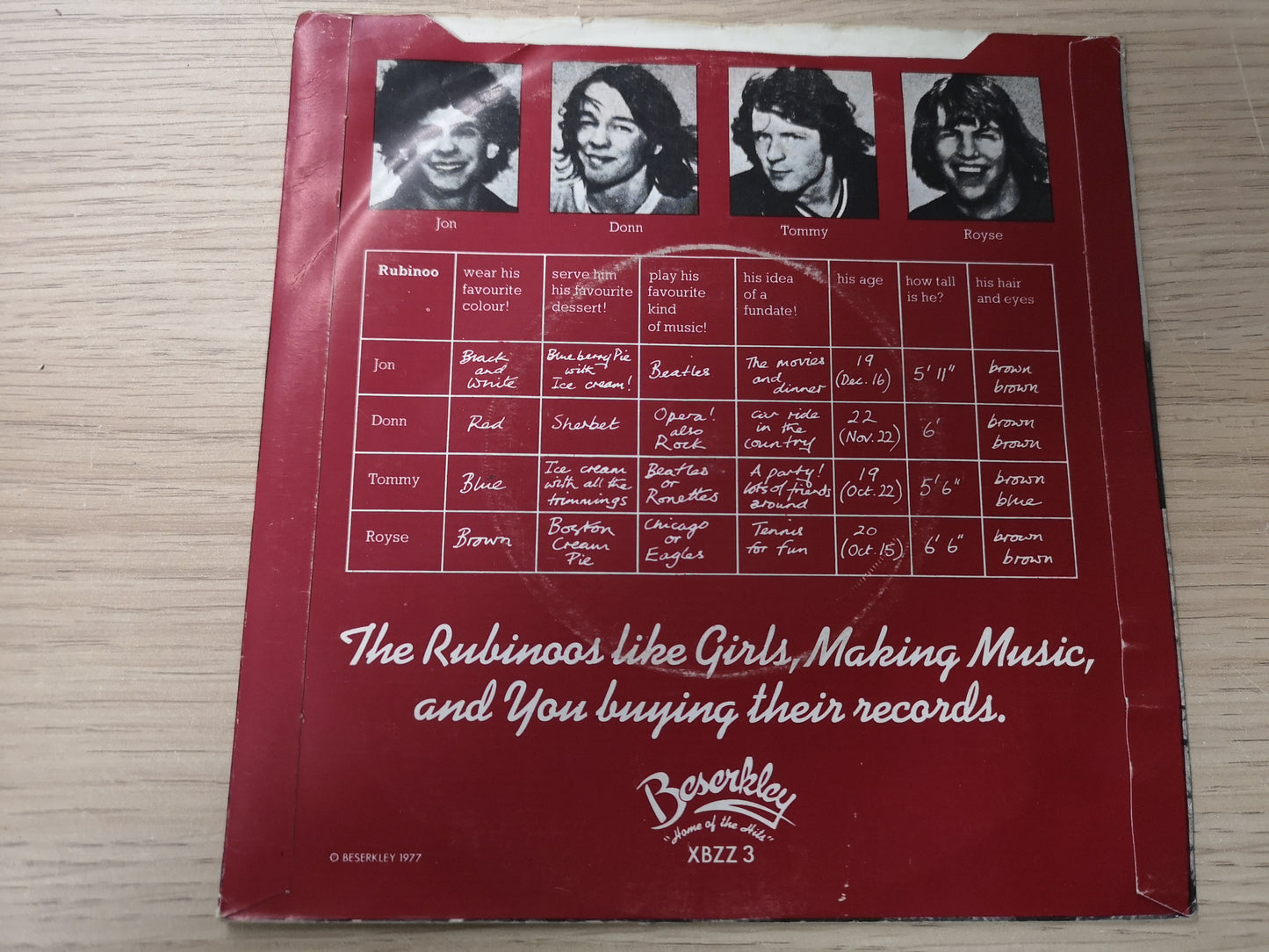 Rubinoos "I Think We're Alone Now" Orig US 1977 VG/EX (7" Single)