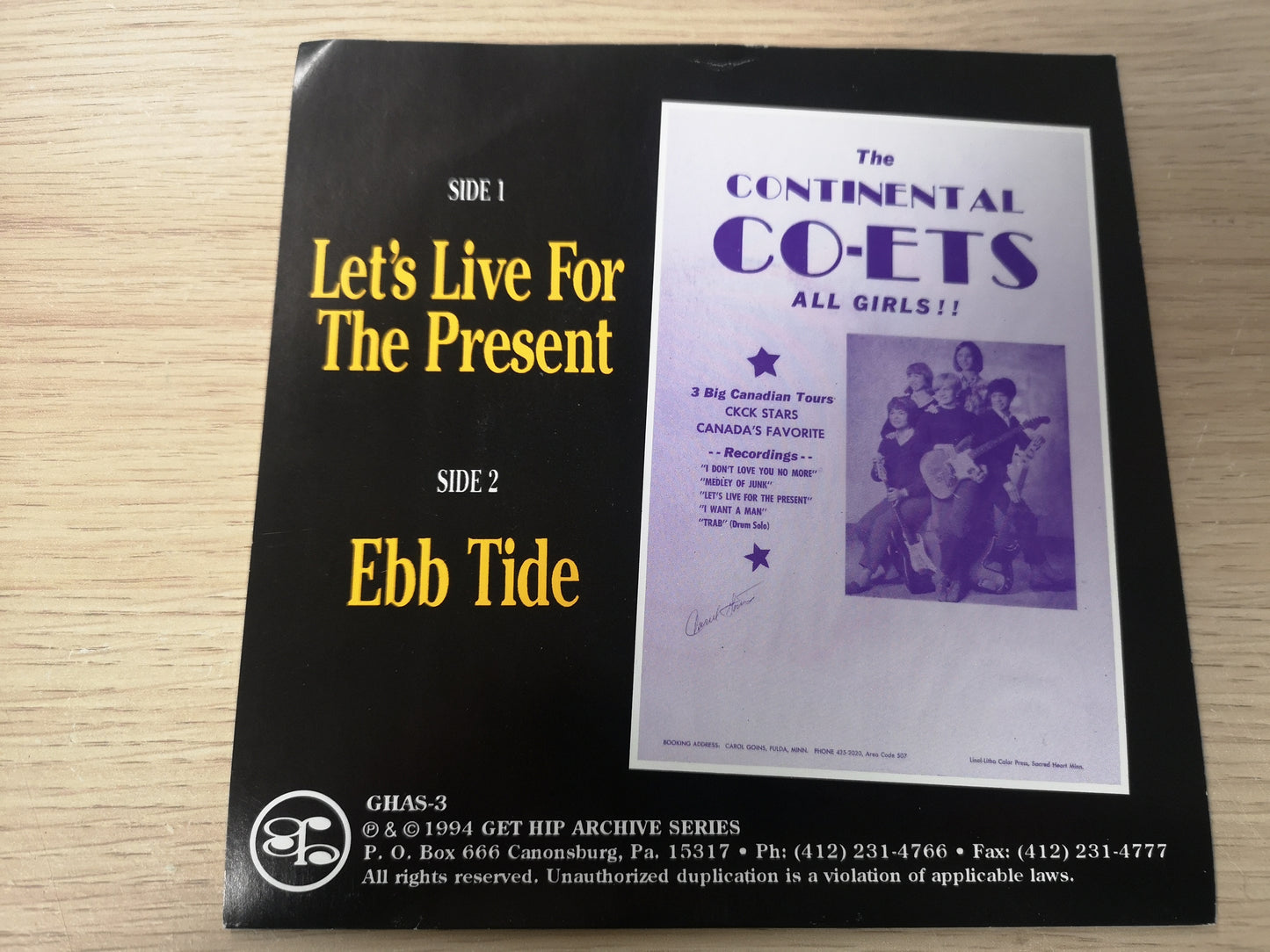 Continental Co-Ets "Let's Live For The Present" Orig US 1994 M-/M- (7" Single)