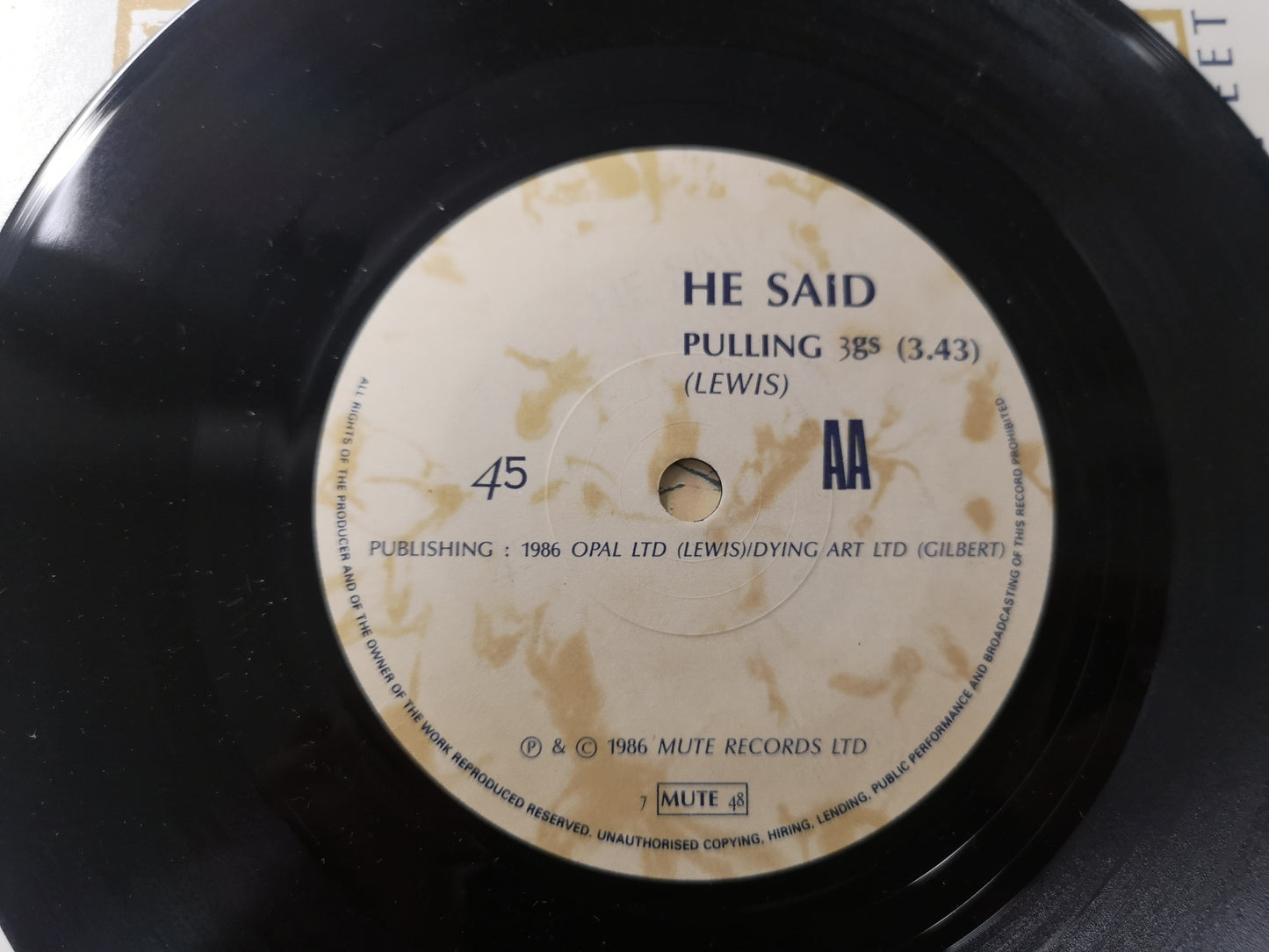 He Said (Wire) "Pulling 3gs" Orig UK 1986 M-/M- (7" Single)