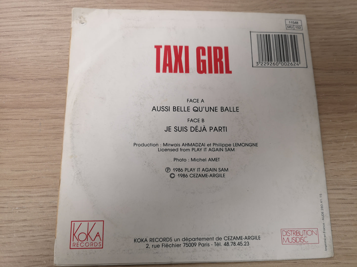 Taxi Girl "Aussi Belle Qu'une Balle" Orig France 1986 VG+/VG+ (7" Single)