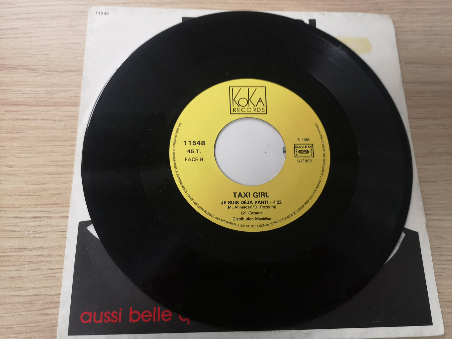 Taxi Girl "Aussi Belle Qu'une Balle" Orig France 1986 VG+/VG+ (7" Single)