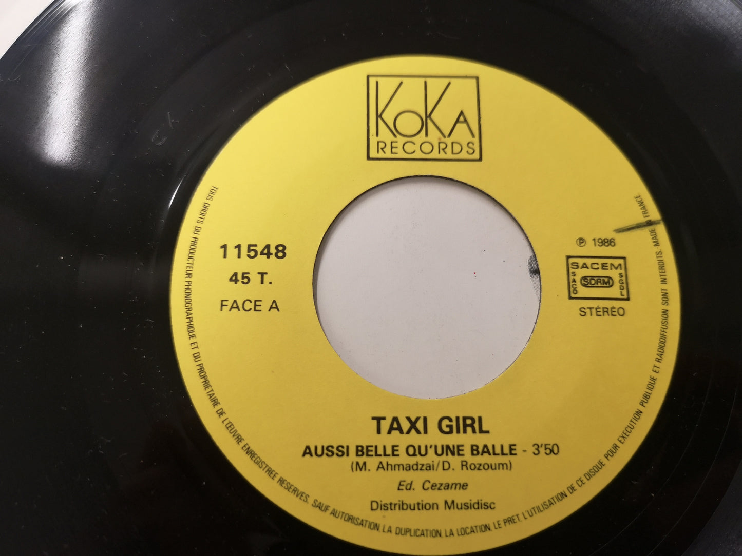 Taxi Girl "Aussi Belle Qu'une Balle" Orig France 1986 VG+/VG+ (7" Single)