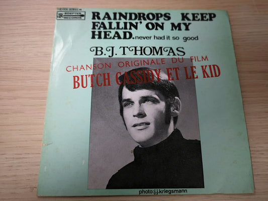 B.J. Thomas "Raindrops Keep Falling on My Head" Orig France 1969 EX/EX (7" Single)