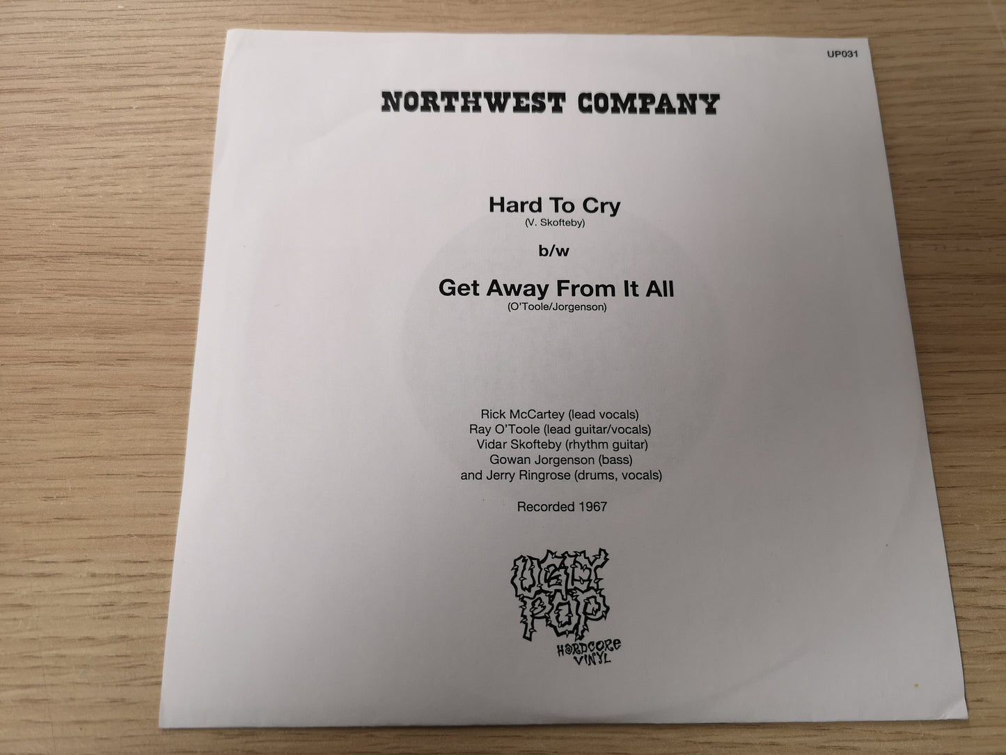 Northwest Company "Hard to Cry" RE Canada 2012 M/M (7" Single - '67 Garage)