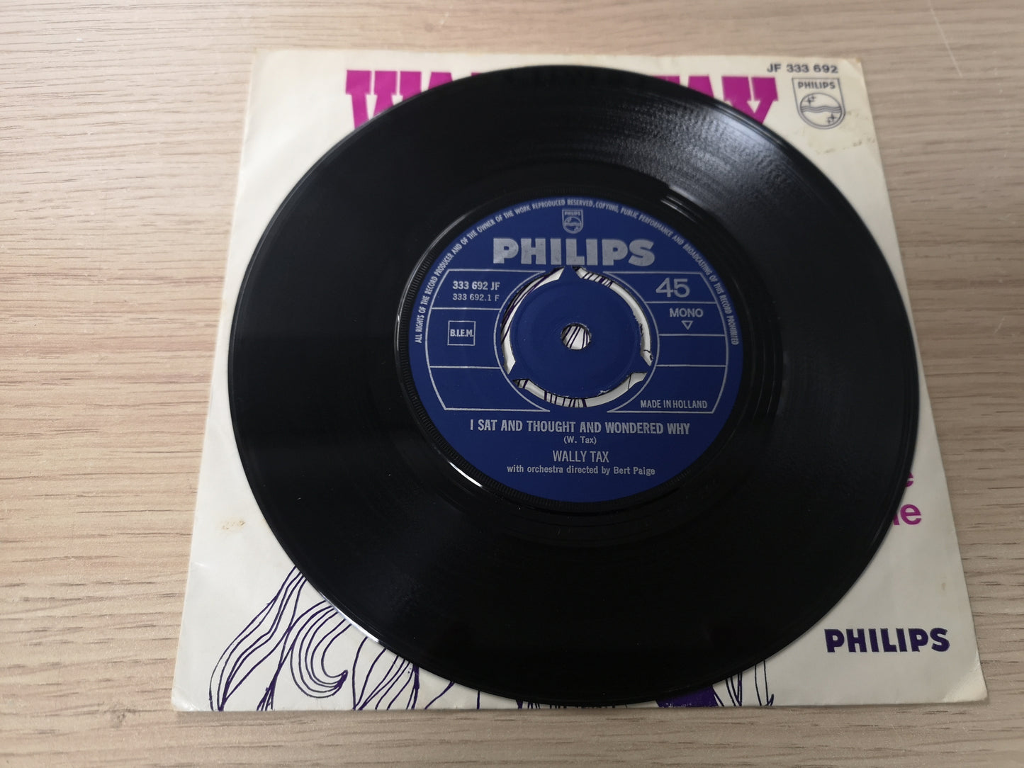 Wally Tax "I Sat and Thought" Orig Holland 1967 VG+/VG++ (7" Single)