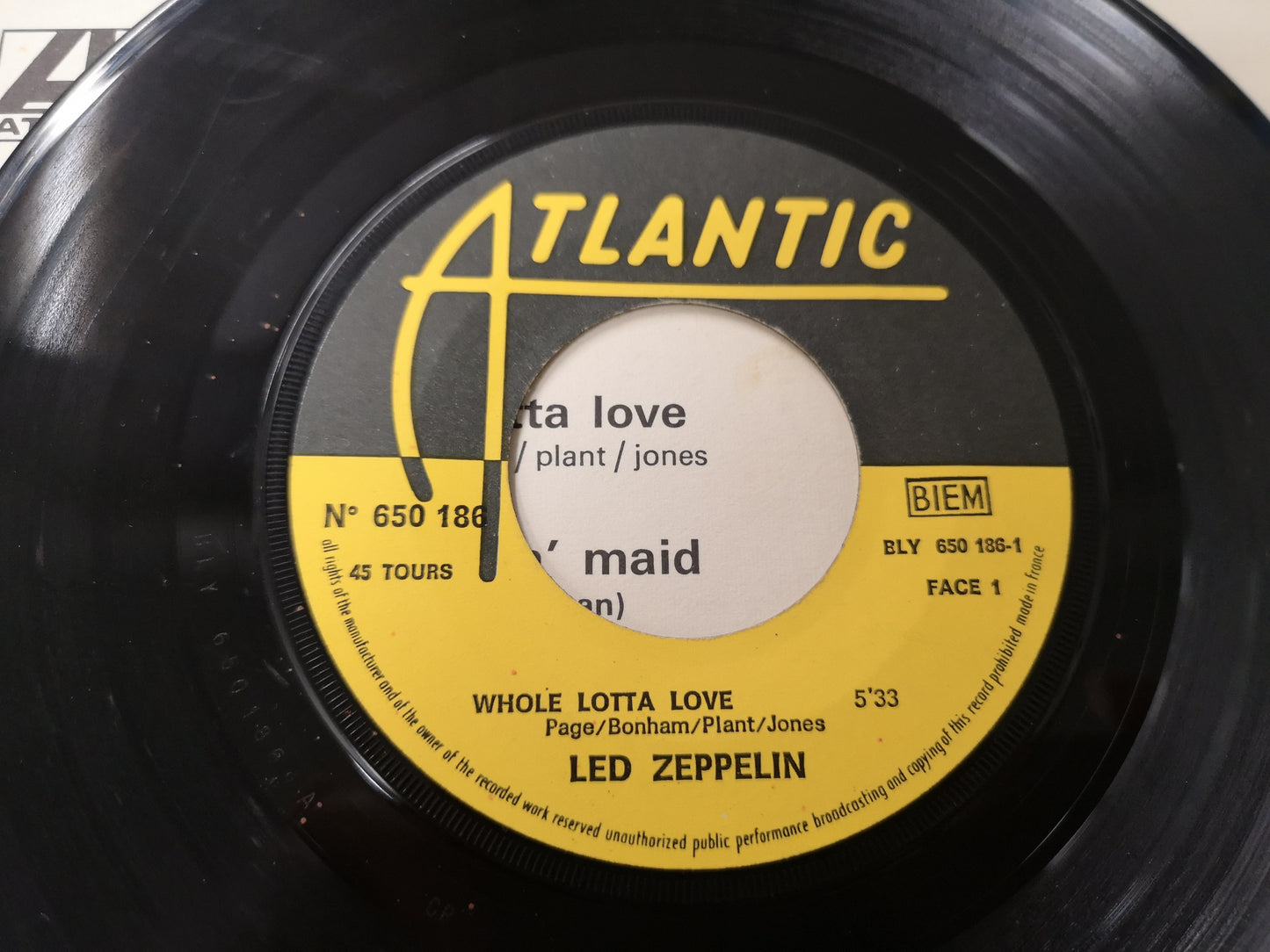 Led Zeppelin "Whole Lotta Love" Orig France 1970 VG++/VG++ (7" Single)