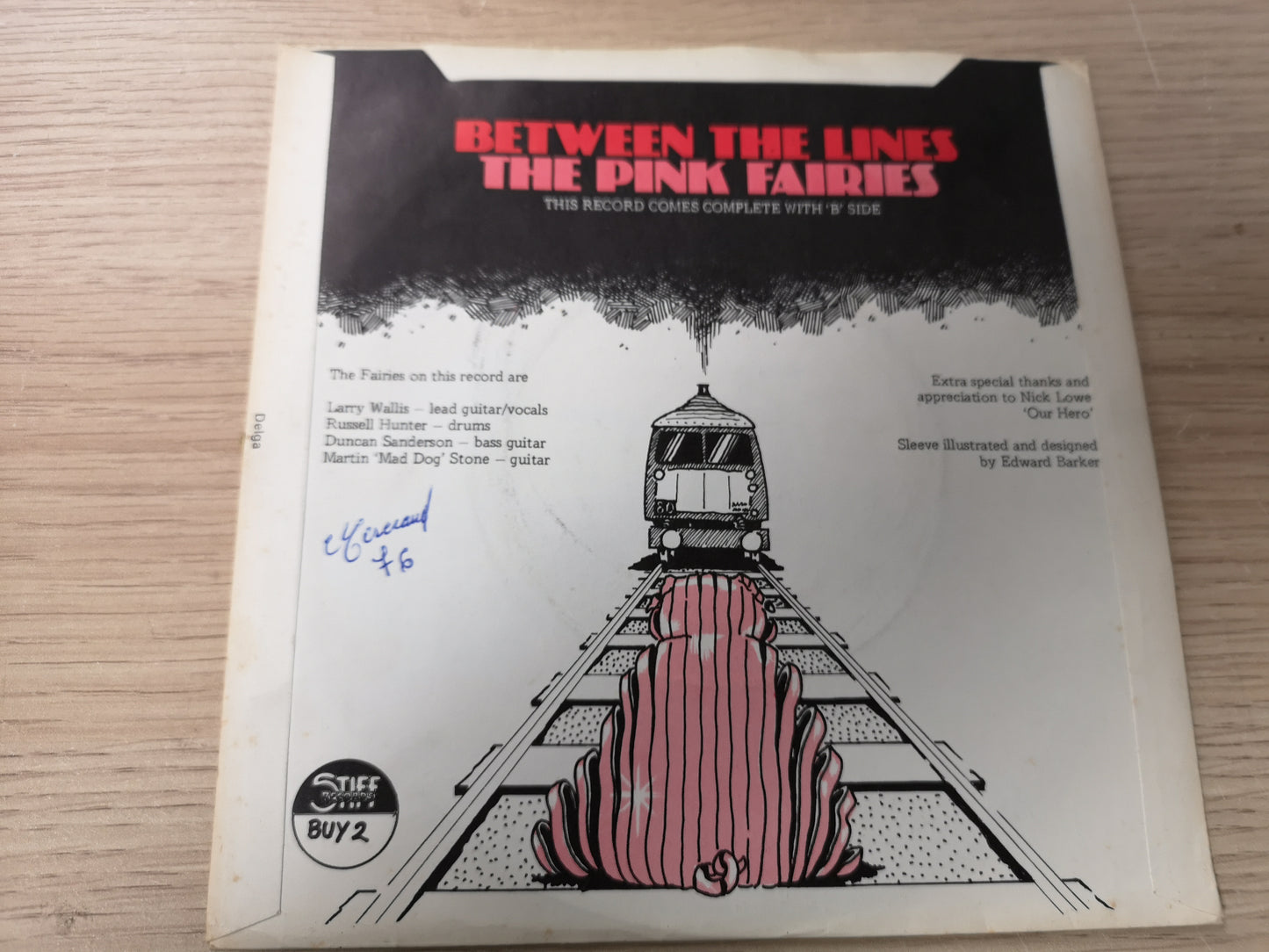 Pink Fairies "Between the Lines" Orig UK 1976 VG+/EX (7" Single)