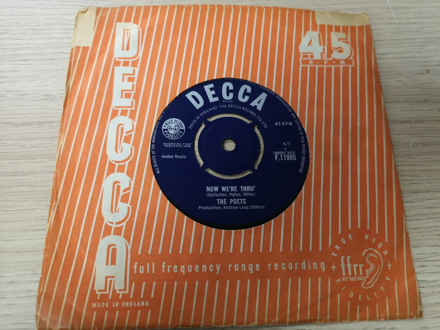 Poets "Now We're Thru'" Orig UK 1964 VG (7" Single)