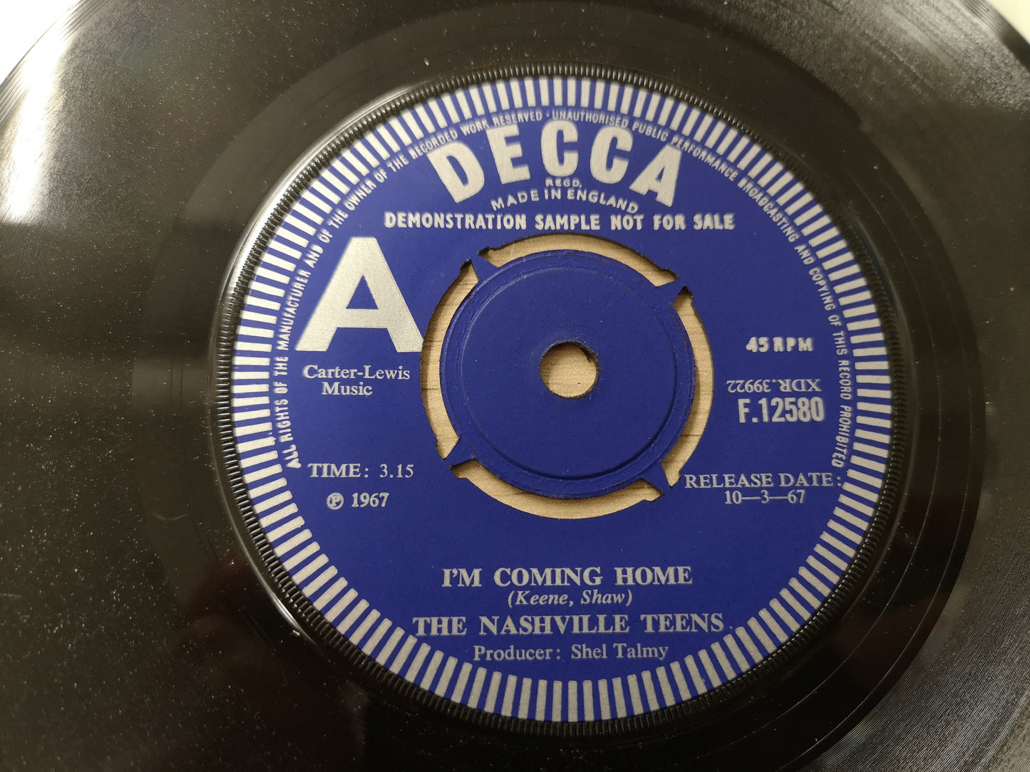 Nashville Teens "I'm Coming Home" Orig UK 1967 VG+ (7" Single Promo)