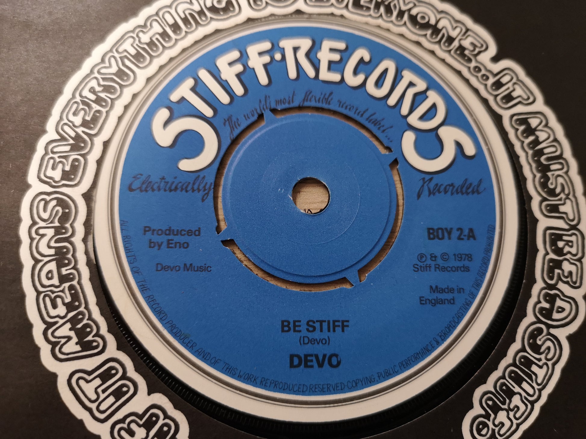 Devo "Be Stiff" Orig UK 1978 M- (7" Single) – Bassin-maquette