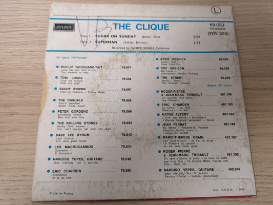 Clique "Sugar on Sunday" Orig France 1969 VG/VG++ (7" Single)