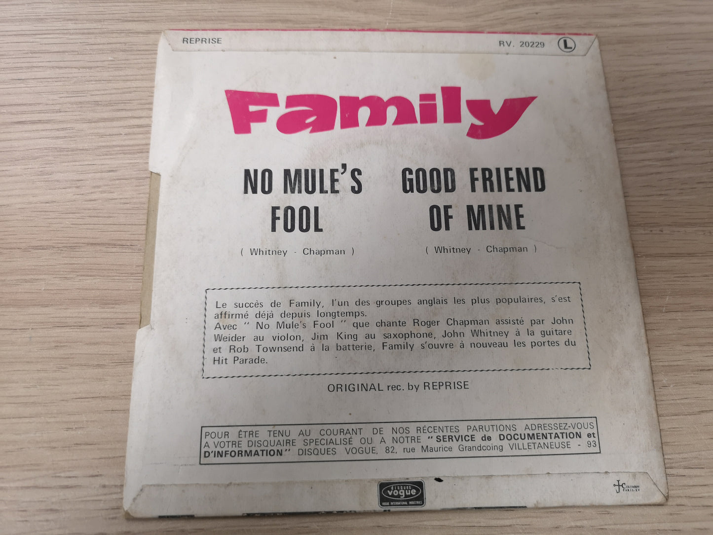 Family "No Mule's Fool" Orig France 1971 VG/VG+ (7" Single)