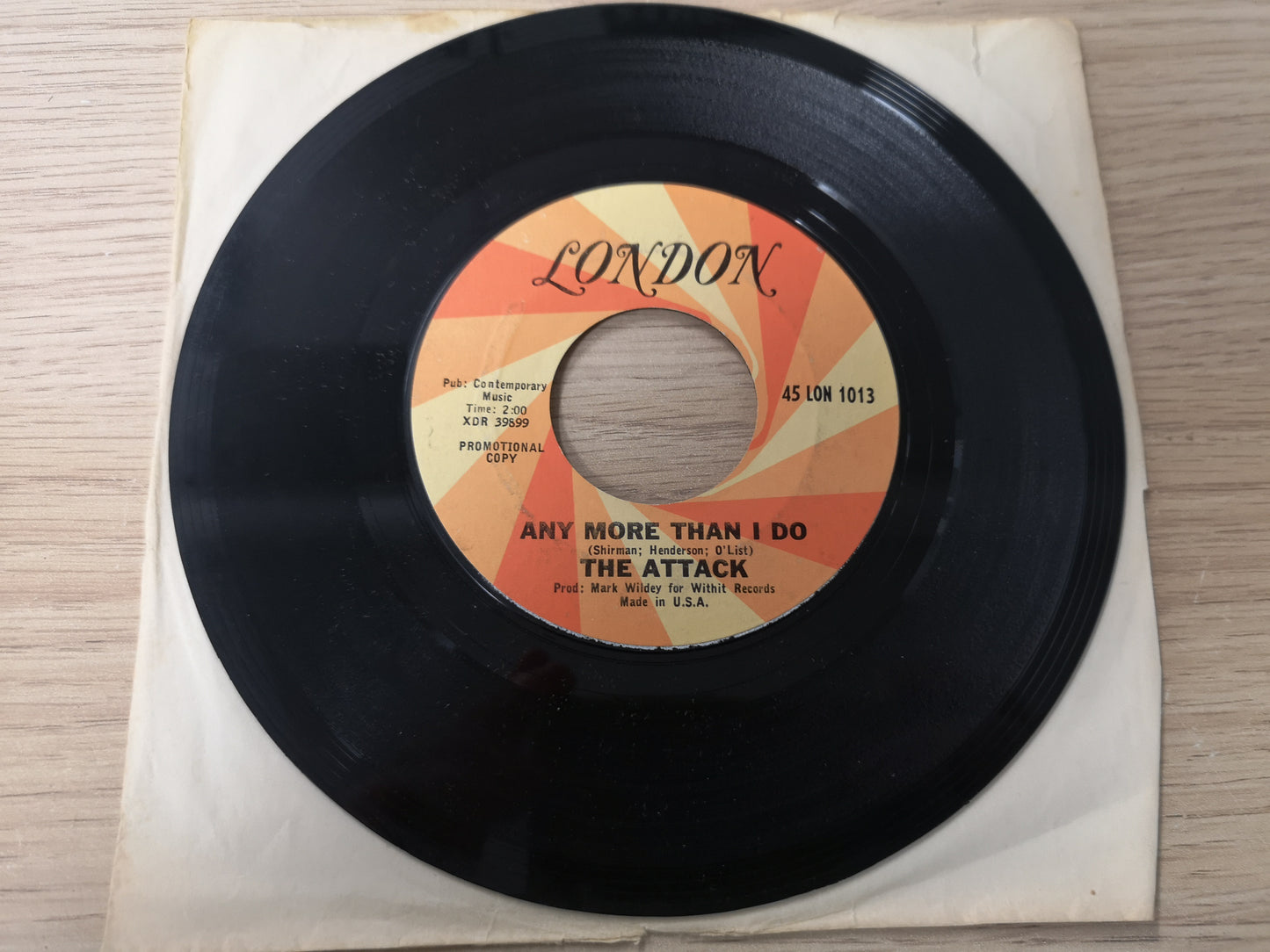 Attack "Any More Than I Do" Orig US 1967 EX (7" Single)