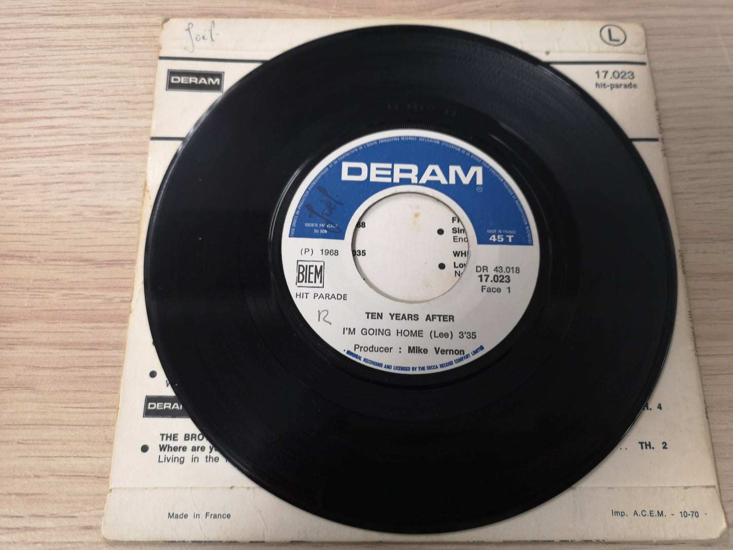Ten Years After "I'm Going Home" Orig France 1970 VG/VG (7" Single)