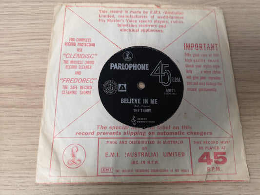 Throb "Believe in Me" Orig Australia 1966 VG++ (7" Single)