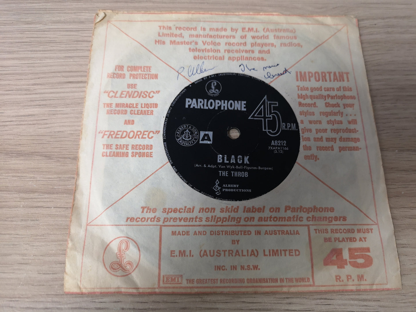 Throb "Black" Orig Australia 1966 VG++ (7" Single)