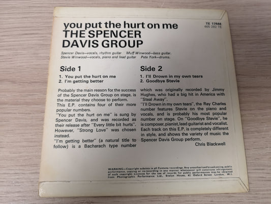 Spencer Davis Group "You Put the Hurt on Me" Orig UK 1965 M-/VG (7" EP)