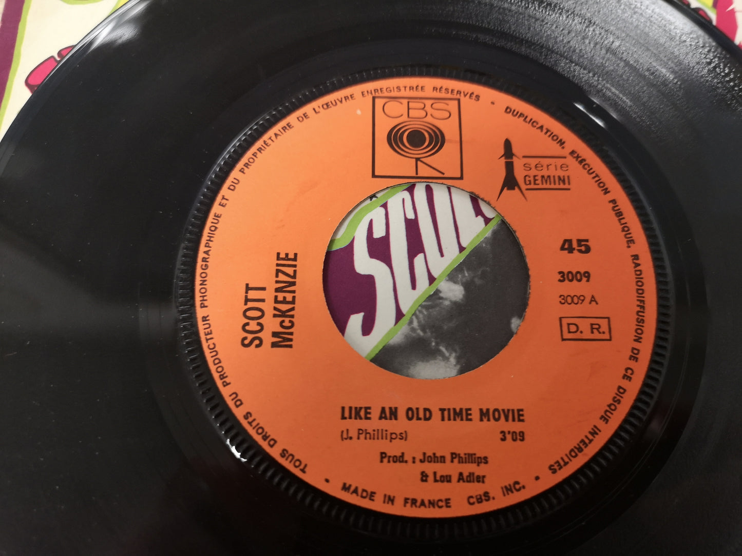 Scott McKenzie "Like an Old Time Movie" Orig France 1967 EX/VG (7" Single)