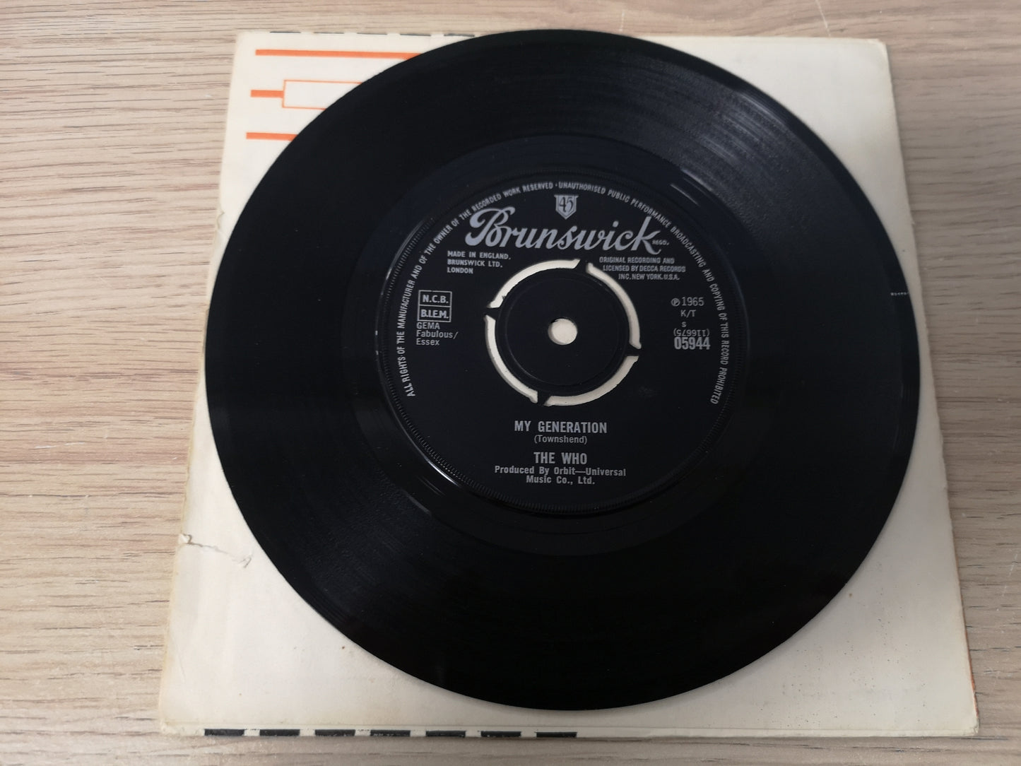 Who "My Generation" Orig Sweden/UK 1965 VG/EX (7" Single)