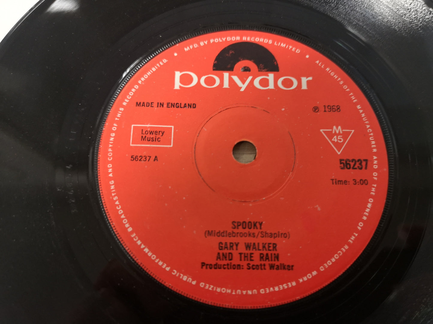 Gary Walker and The Rain "Spooky" Orig UK 1968 EX (7" Single)