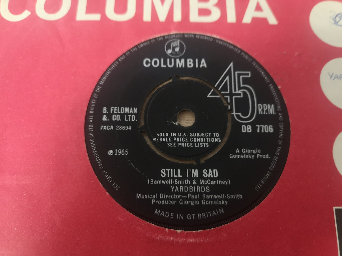 Yardbirds "Still I'm Sad" Orig UK 1965 VG++ (7" Single)