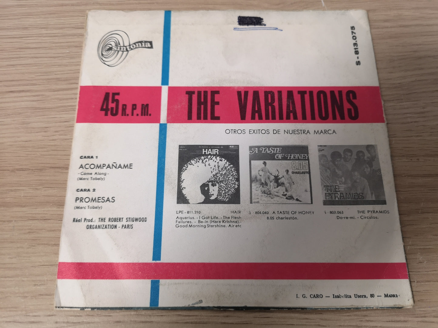 Variations "Come Along" Orig Spain 1969 VG++/EX (7" Single)