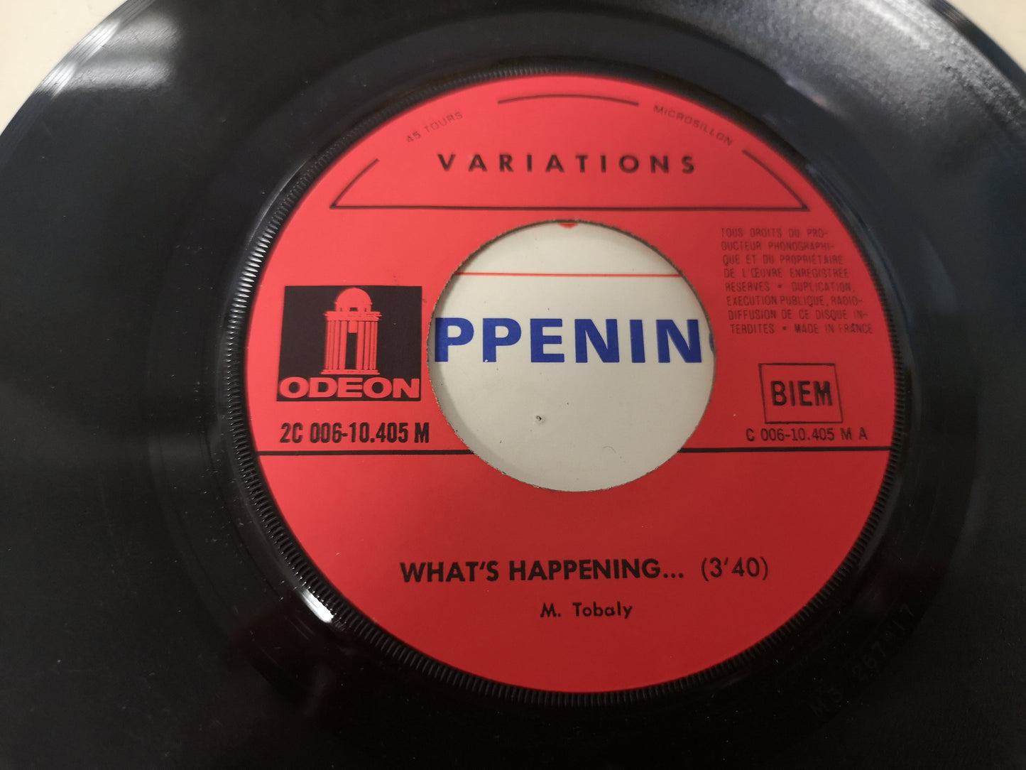 Variations "What's Happening" Orig France 1970 VG/VG+ (7" Single)