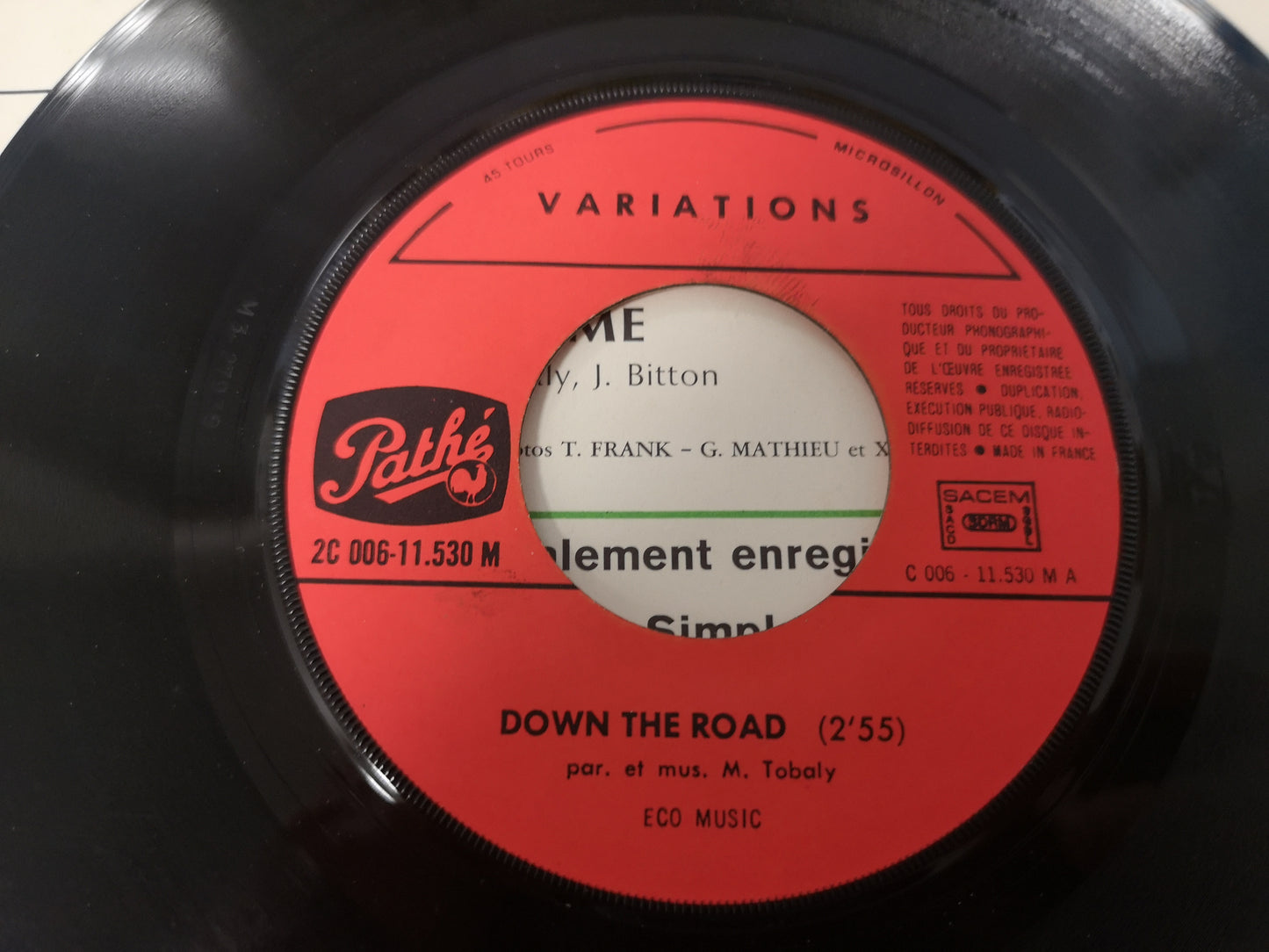 Variations "Down The Road" Orig France 1971 VG/VG+ (7" Single)