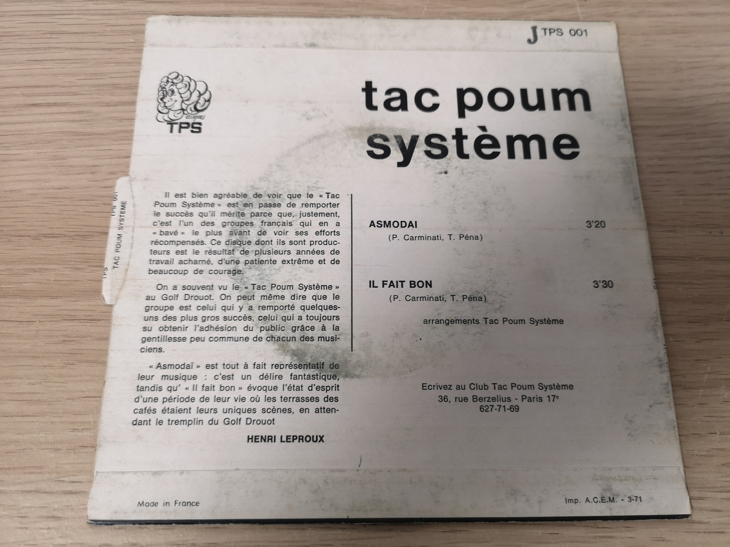 Tac Poum System "Asmodaï" Orig France 1971 VG++/EX (7" Single)