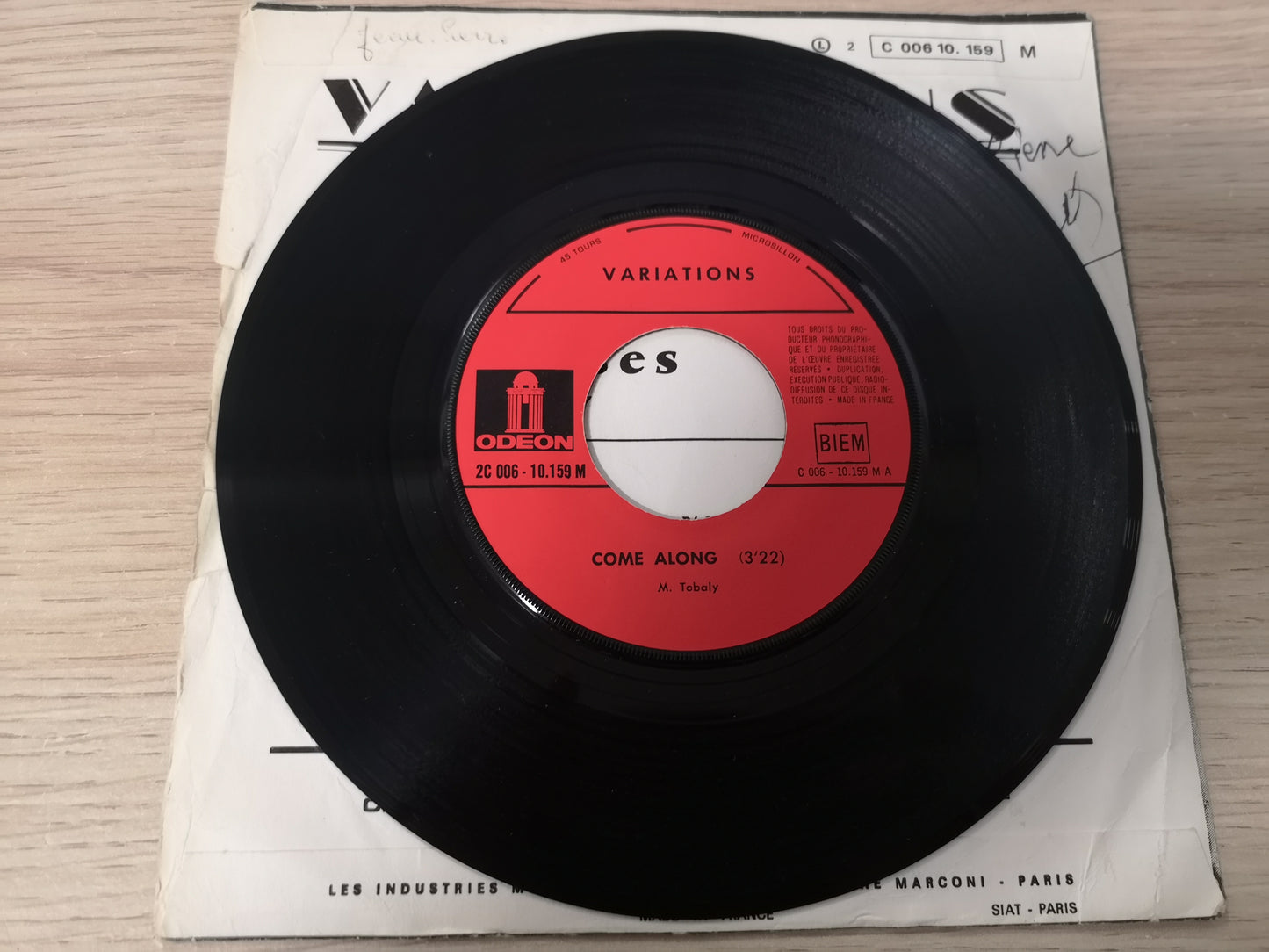 Variations "Come Along" Orig France 1969 VG/VG++ (7" Single - Autographed)