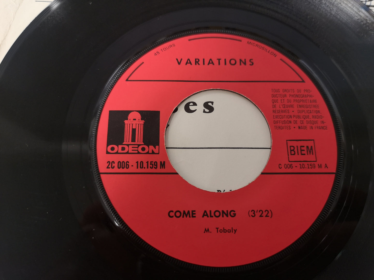 Variations "Come Along" Orig France 1969 VG/VG++ (7" Single - Autographed)