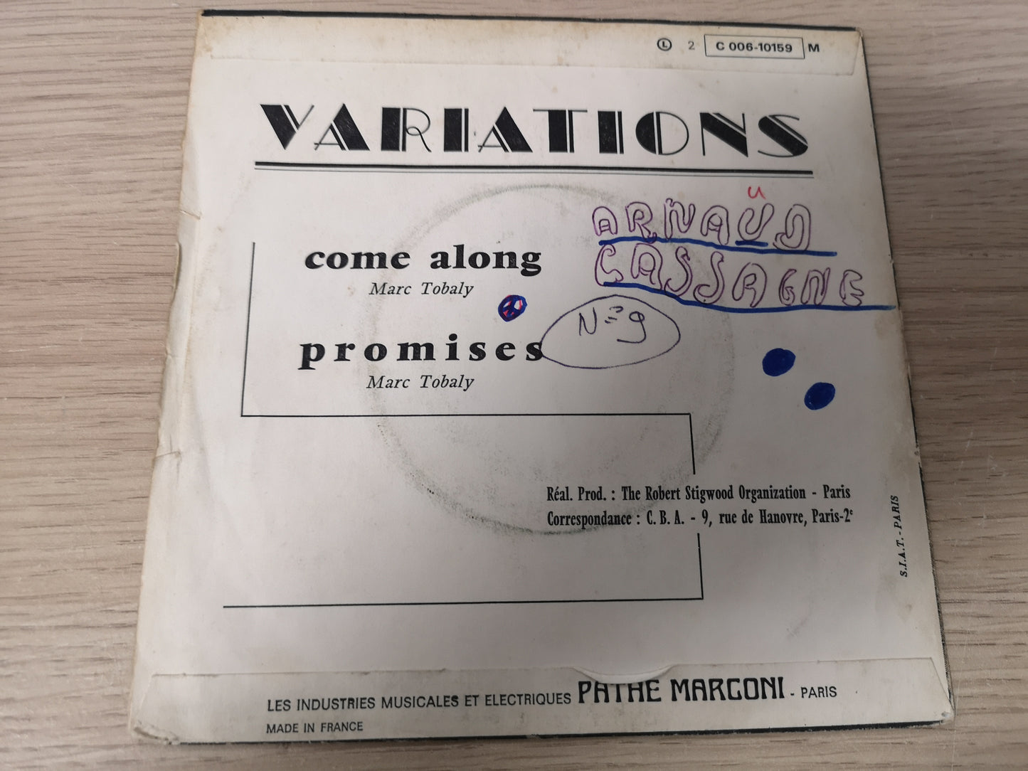 Variations "Come Along" Orig France VG+/VG++ (7" Single)