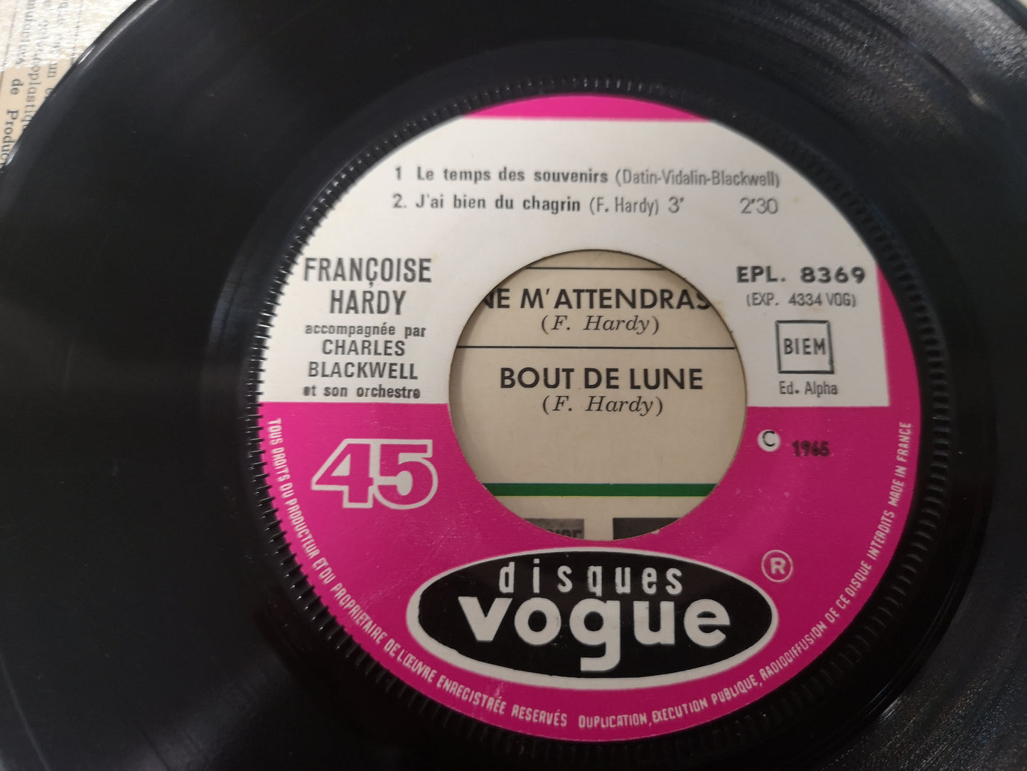 Françoise Hardy "Le Temps des Souvenirs" Orig France 1965 EX/VG+ (7" EP)