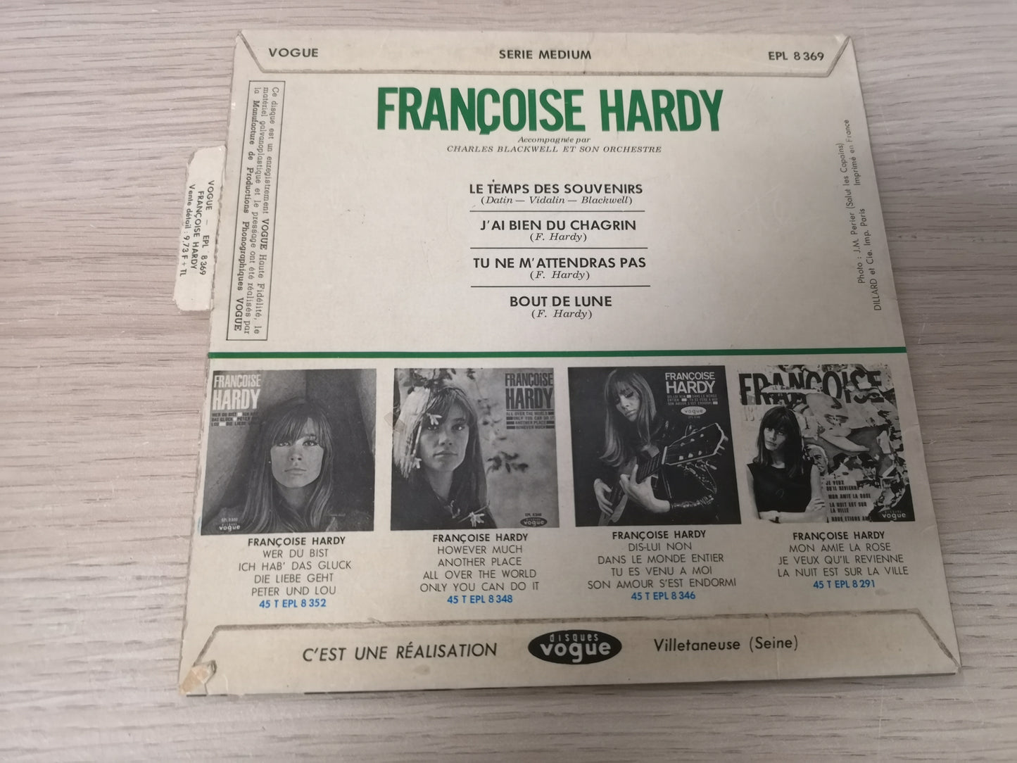 Françoise Hardy "Le Temps des Souvenirs" Orig France 1965 EX/VG+ (7" EP)