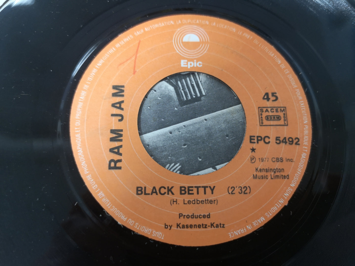 Ram Jam "Black Betty" Orig France 1977 VG+/VG+ (7" Single)