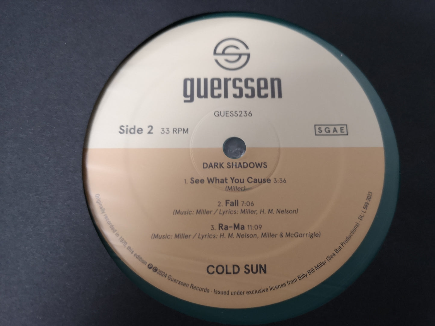 Cold Sun "Dark Shadows" RE Spain 2024 Mint/New (Green Vinyl - Ltd 200 Copies)