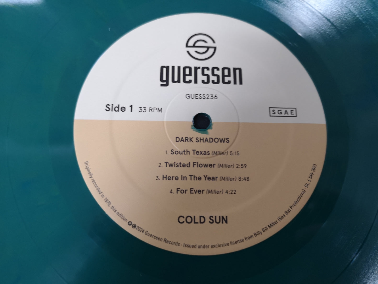 Cold Sun "Dark Shadows" RE Spain 2024 Mint/New (Green Vinyl - Ltd 200 Copies)