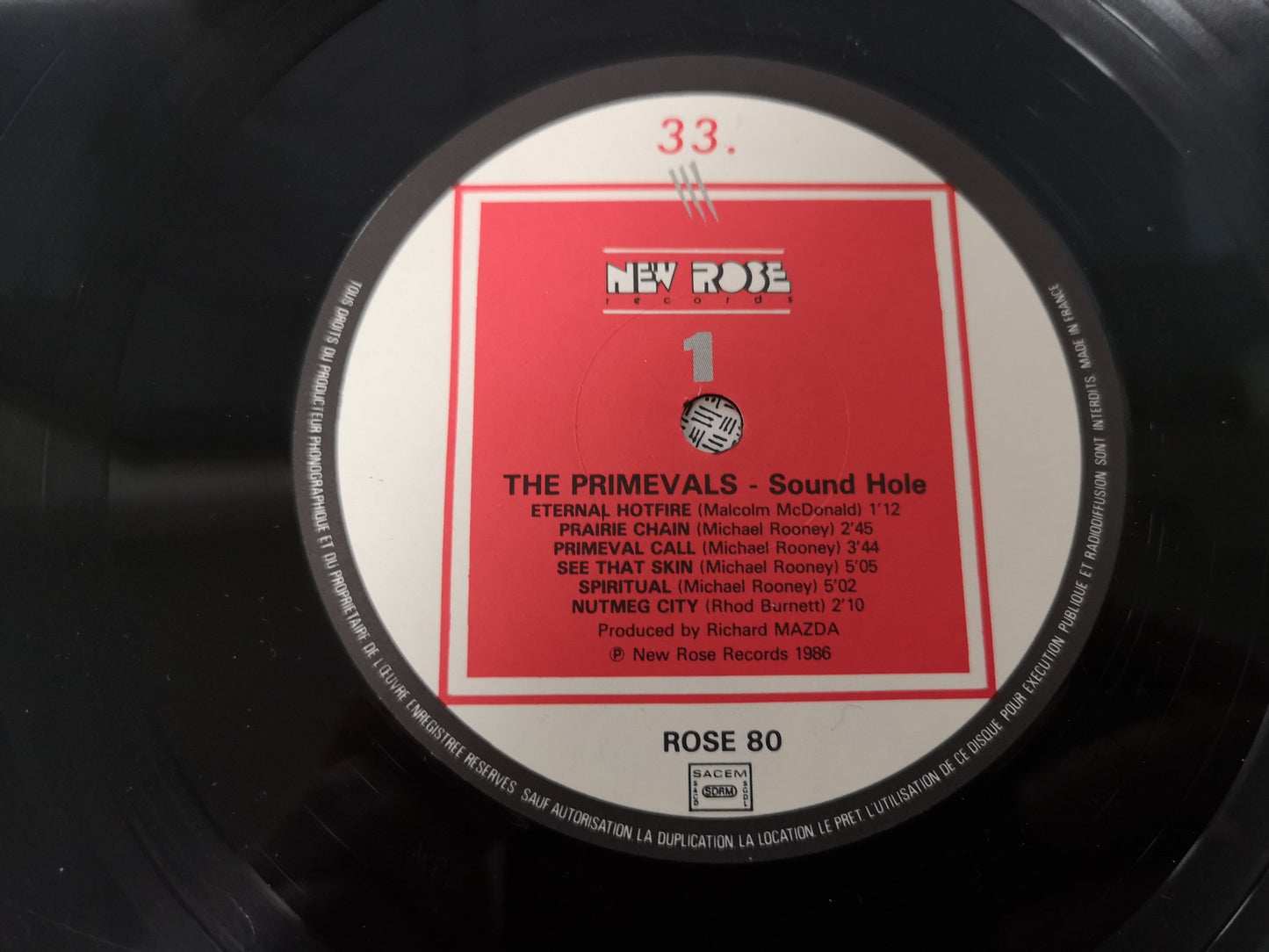 Primevals "Sound Hole" Orig France 1986 M-/EX