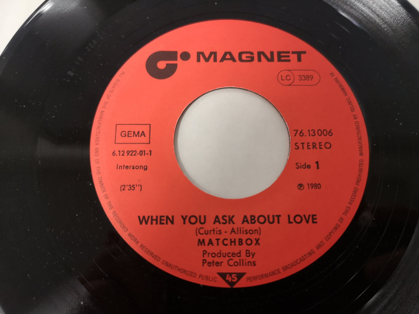 Matchbox "When You Ask About Love" Orig Germany 1980 M- (7" Single)