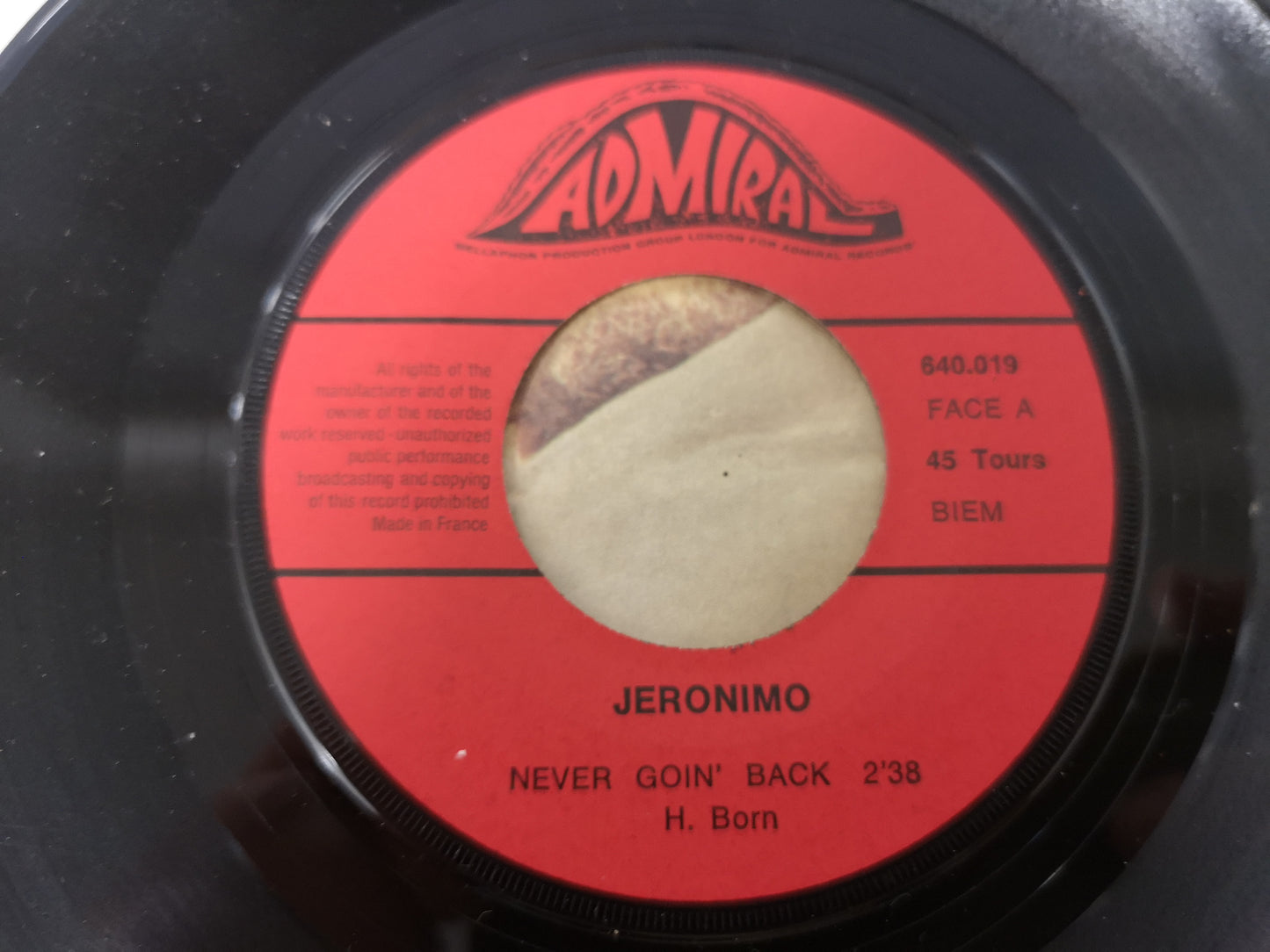 Jeronimo "Never Goin' Back" Orig Germany 1970 M-/M- (7" Single)