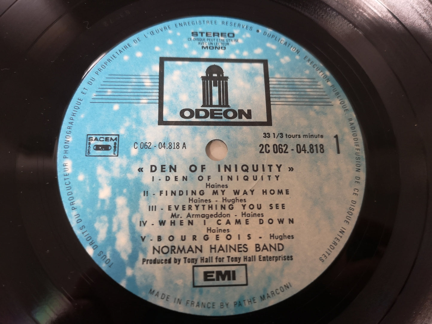 Norman Haines Band "Den of Iniquity" Orig France 1971 EX/M-